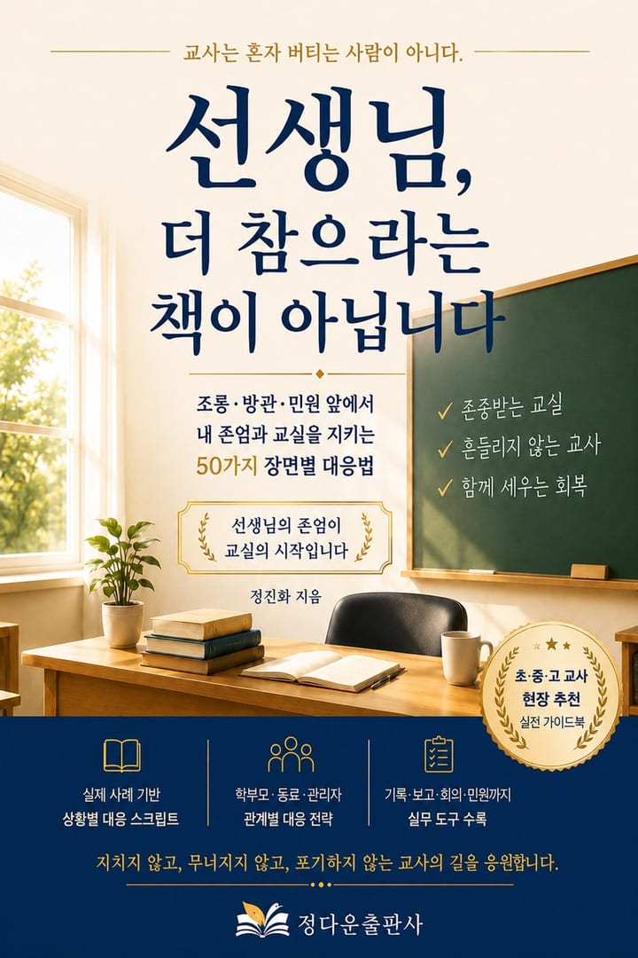선생님, 더 참으라는 책이 아닙니다 표지 · 정진화 지음 · 정다운출판사